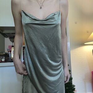 Elegant Olive Green Slip Dress
